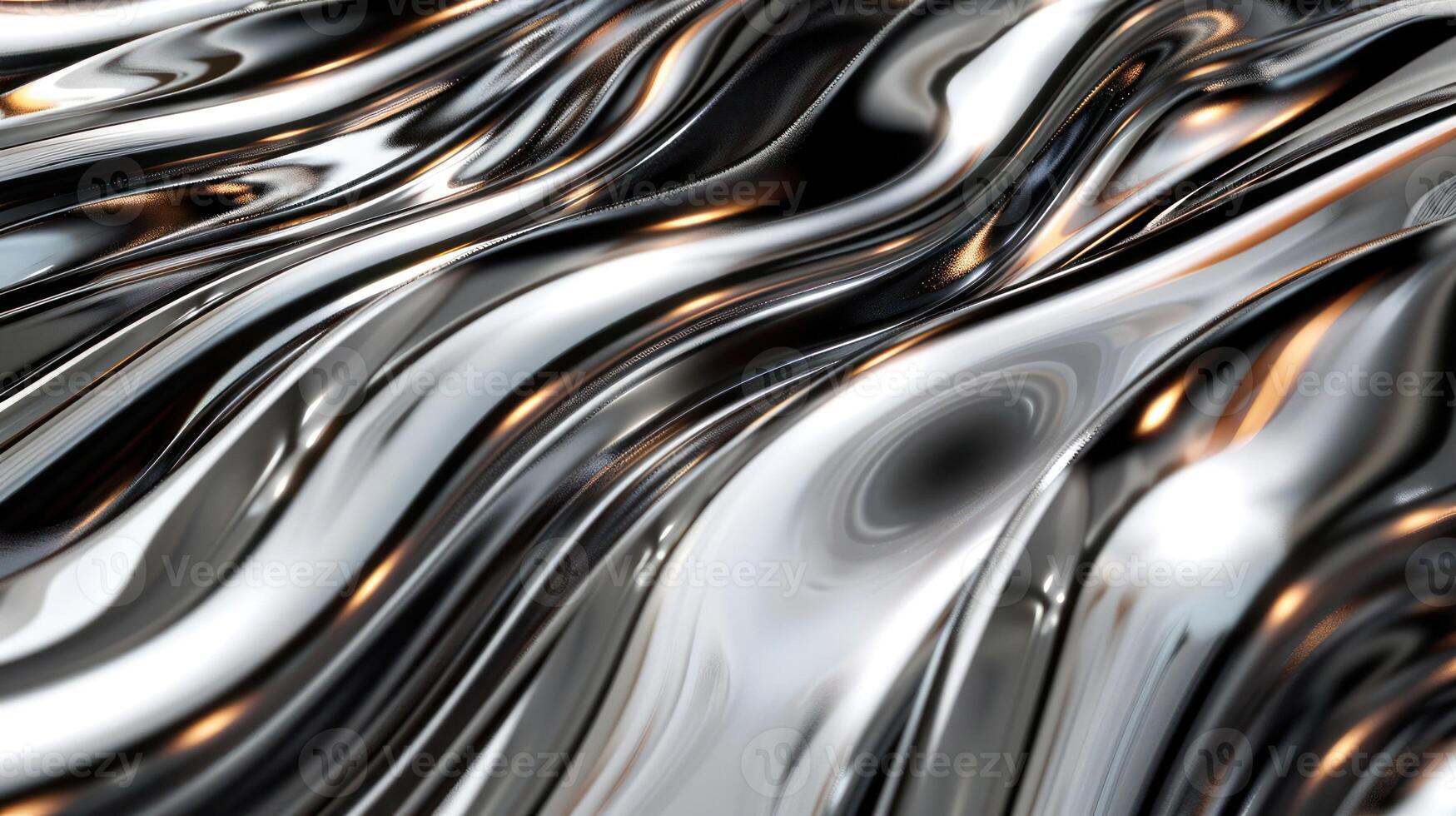 A smooth, flowing surface with metallic sheen and dynamic reflections. photo