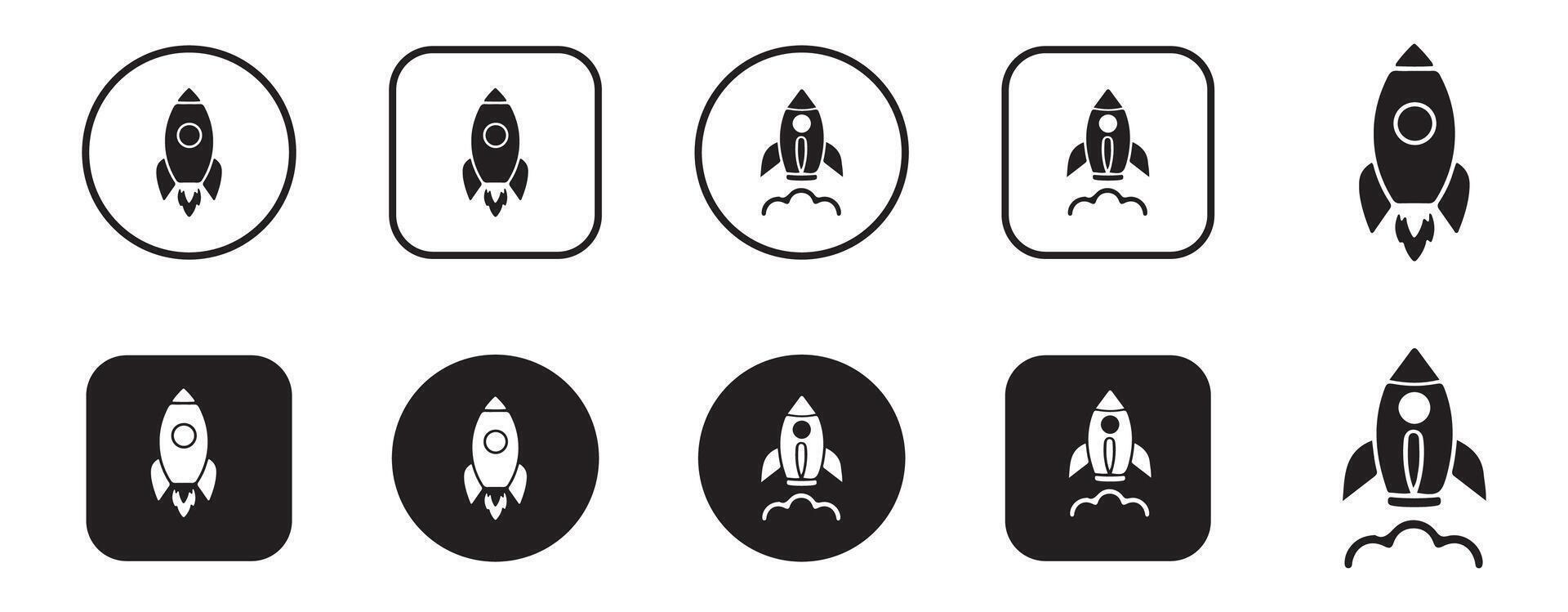 Creative solution rocket icon set vector