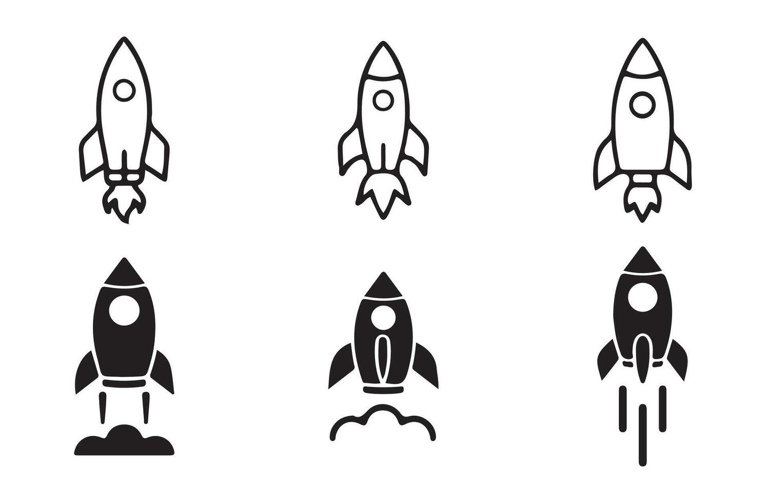 Spaceship icon symbol set. vector