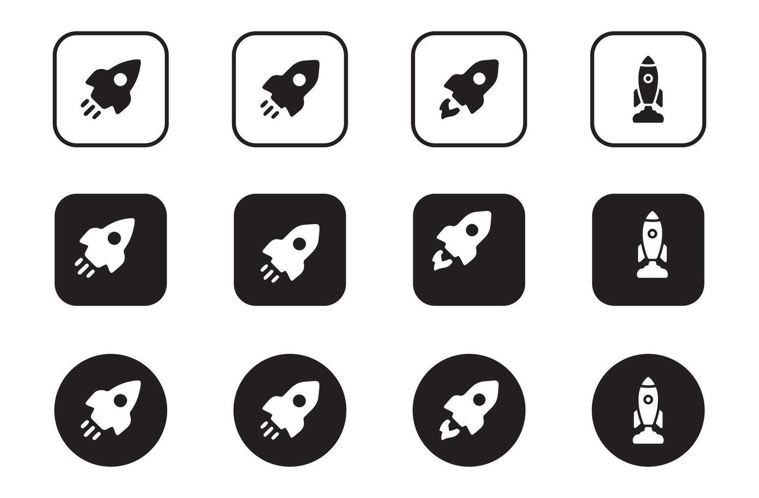 Creative business solution rocket icon set. Illustration EPS 10 vector