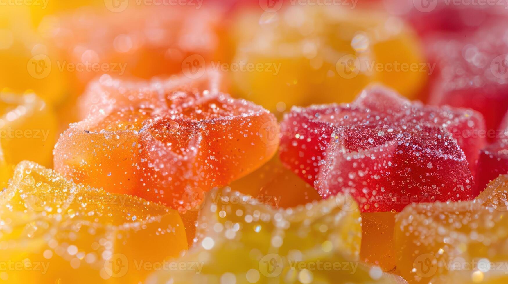 Colorful star-shaped gummy candies glistening with sugar. photo