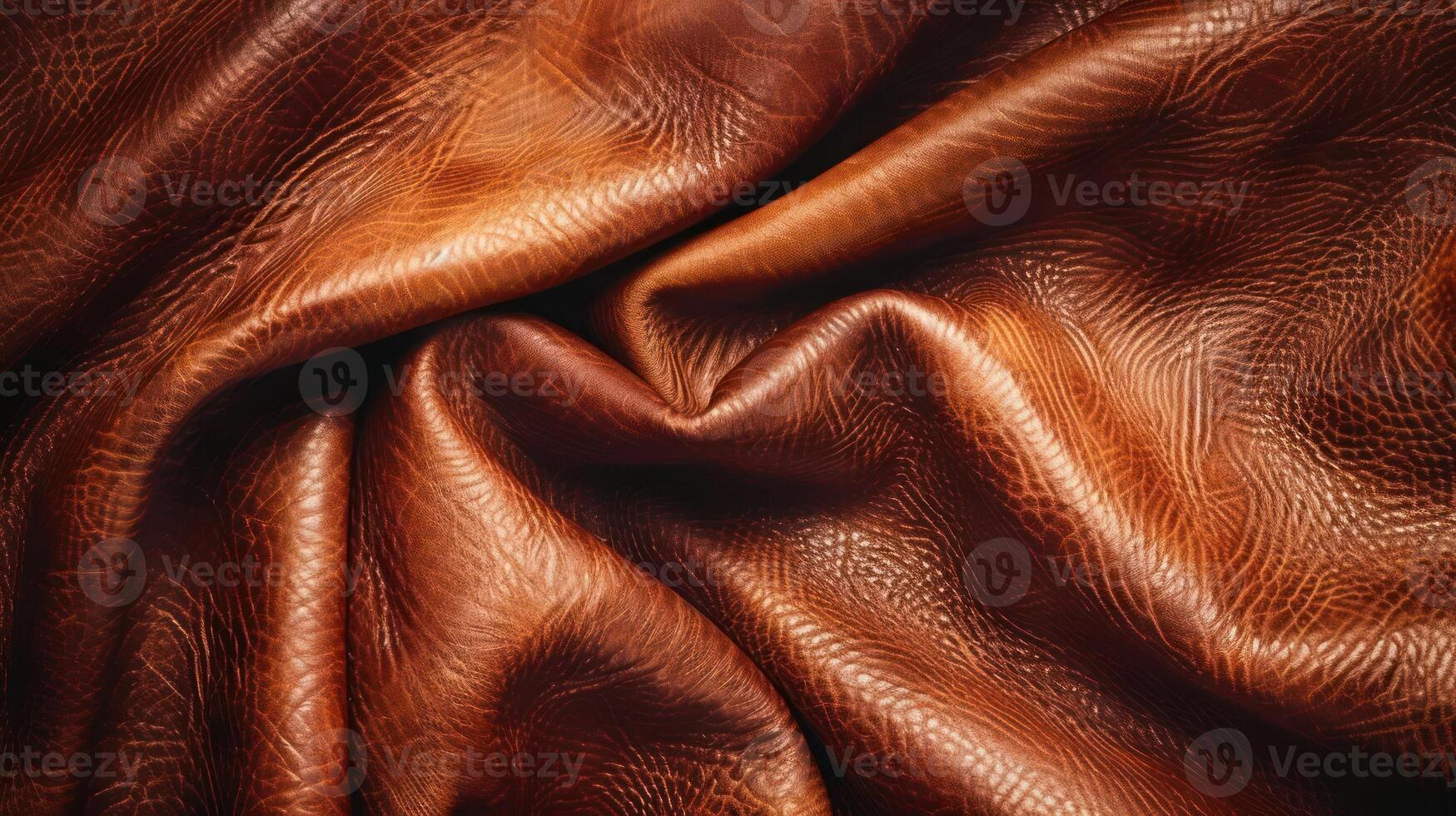 Close-up of textured brown leather fabric, showcasing its rich color and intricate patterns. photo