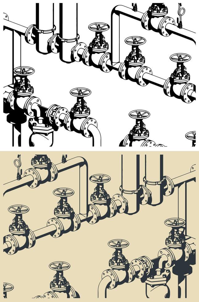Industrial valves and pipes vector