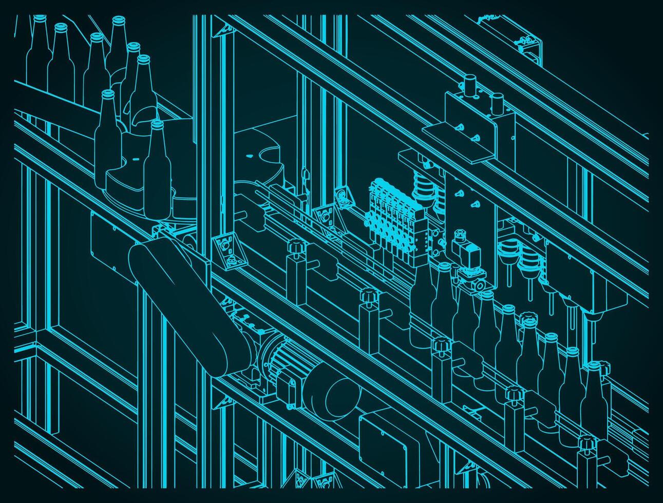 Bottle conveyor close-up vector