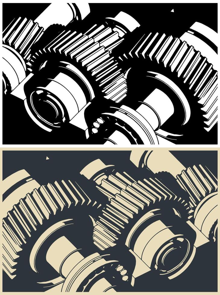 Gears mechanisms close-up vector