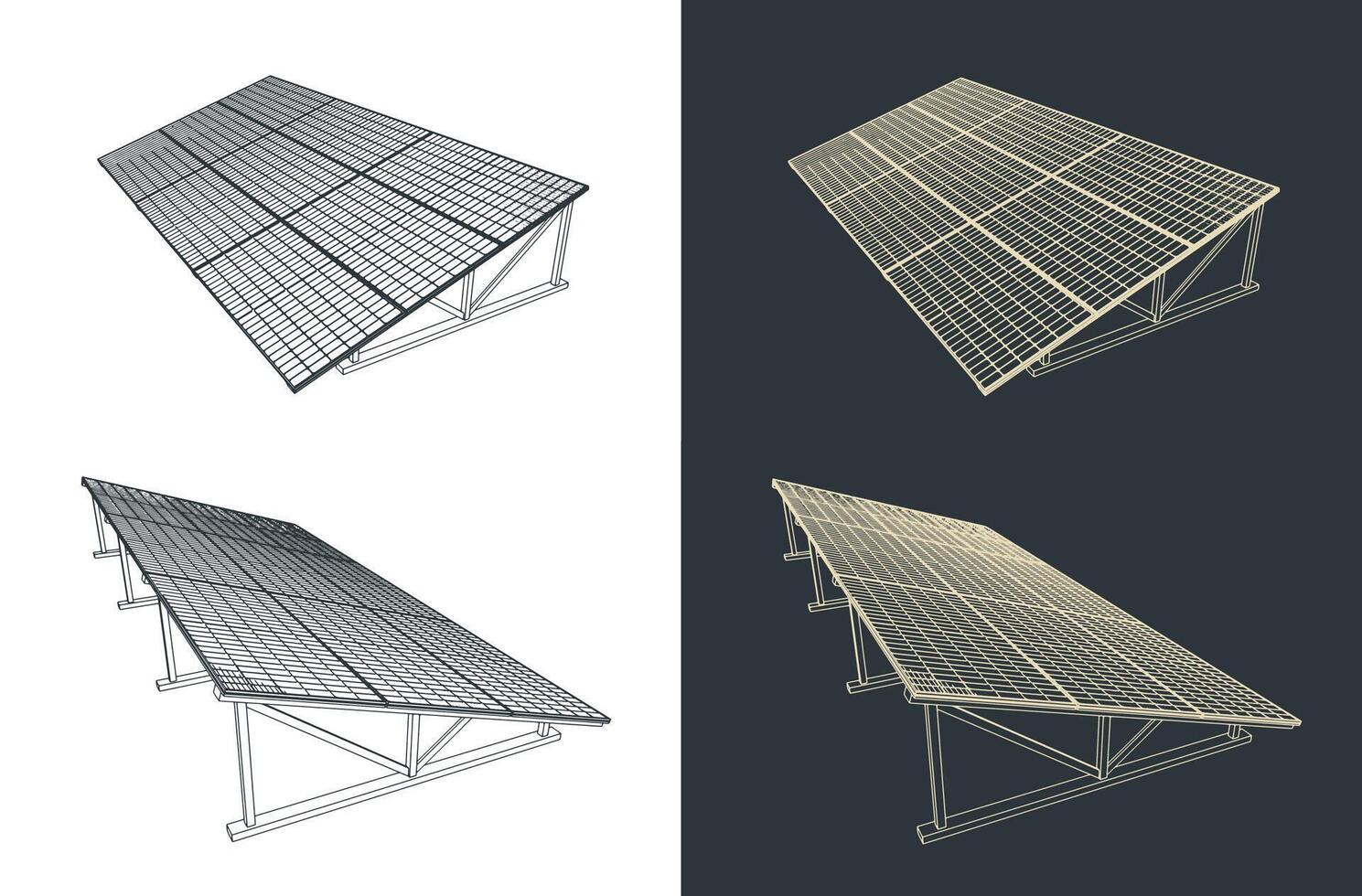 Stationary solar panels vector
