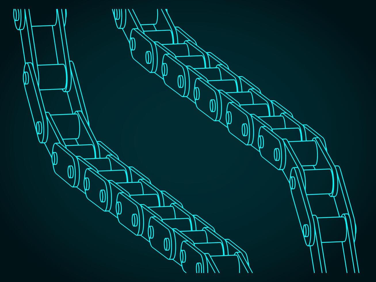 Conveyor chain isometric drawings vector