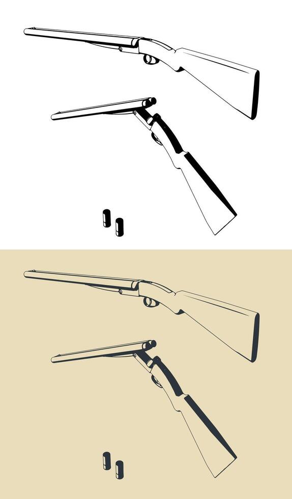 Double-barreled hunting shotgun vector