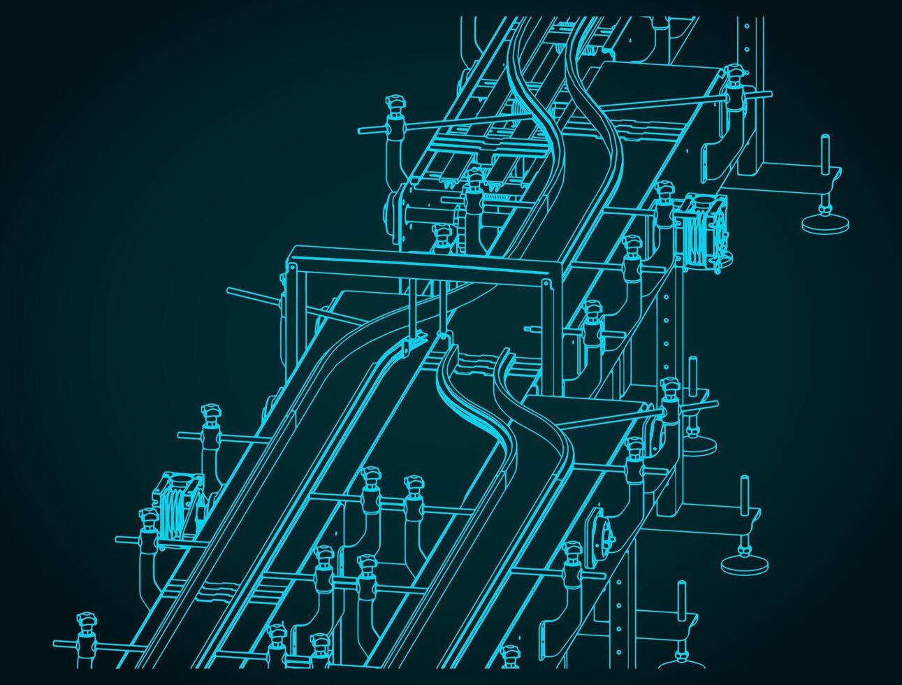 Conveyor production line close-up vector