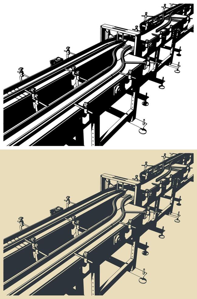 Conveyor production line illustrations vector