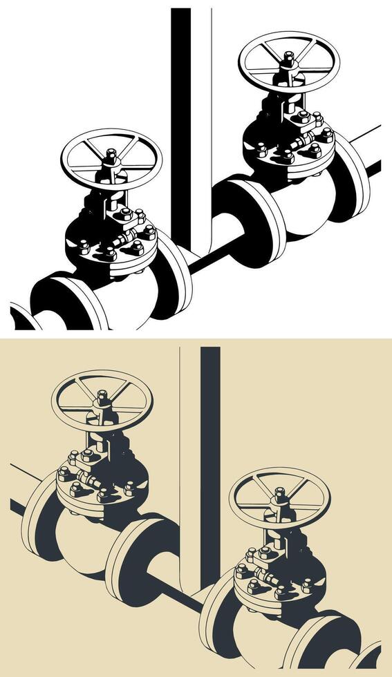Globe valves close-up vector