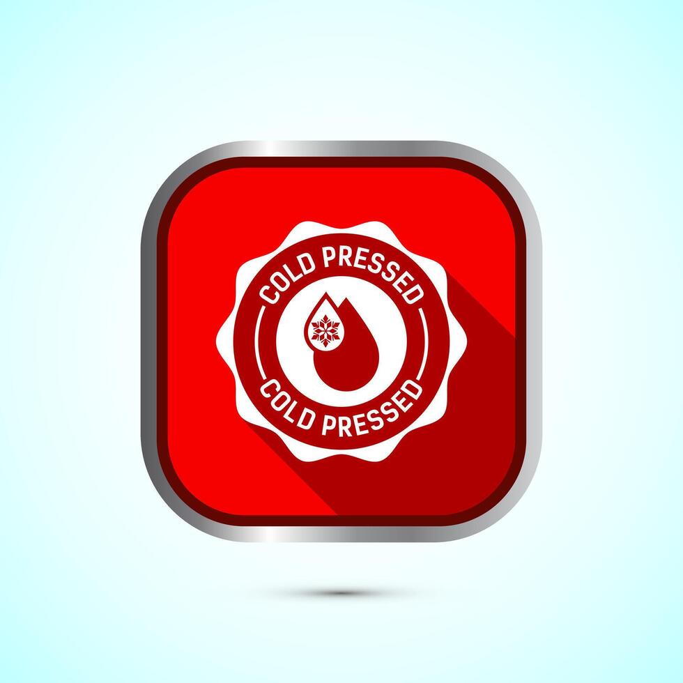 Cold pressed icon design illustration. Cold pressed label badge logo design template, Red color shadow button design vector