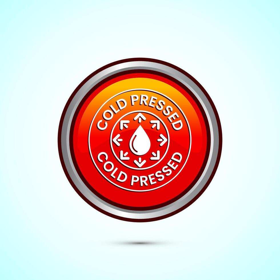 Cold pressed icon design illustration. Cold pressed label badge logo design template, Orange color round button design vector