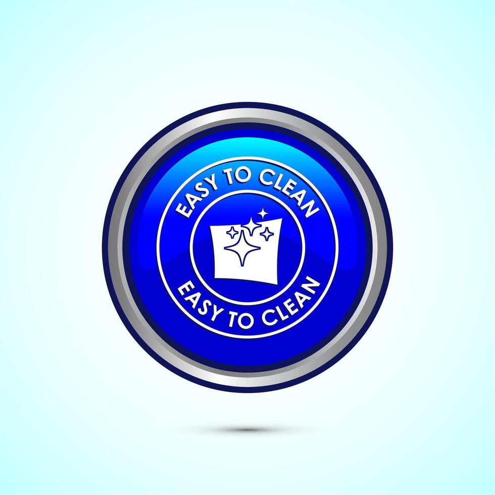 Easy cleaning icon design illustration. Clean surface icon sign symbol, Blue color round button design vector