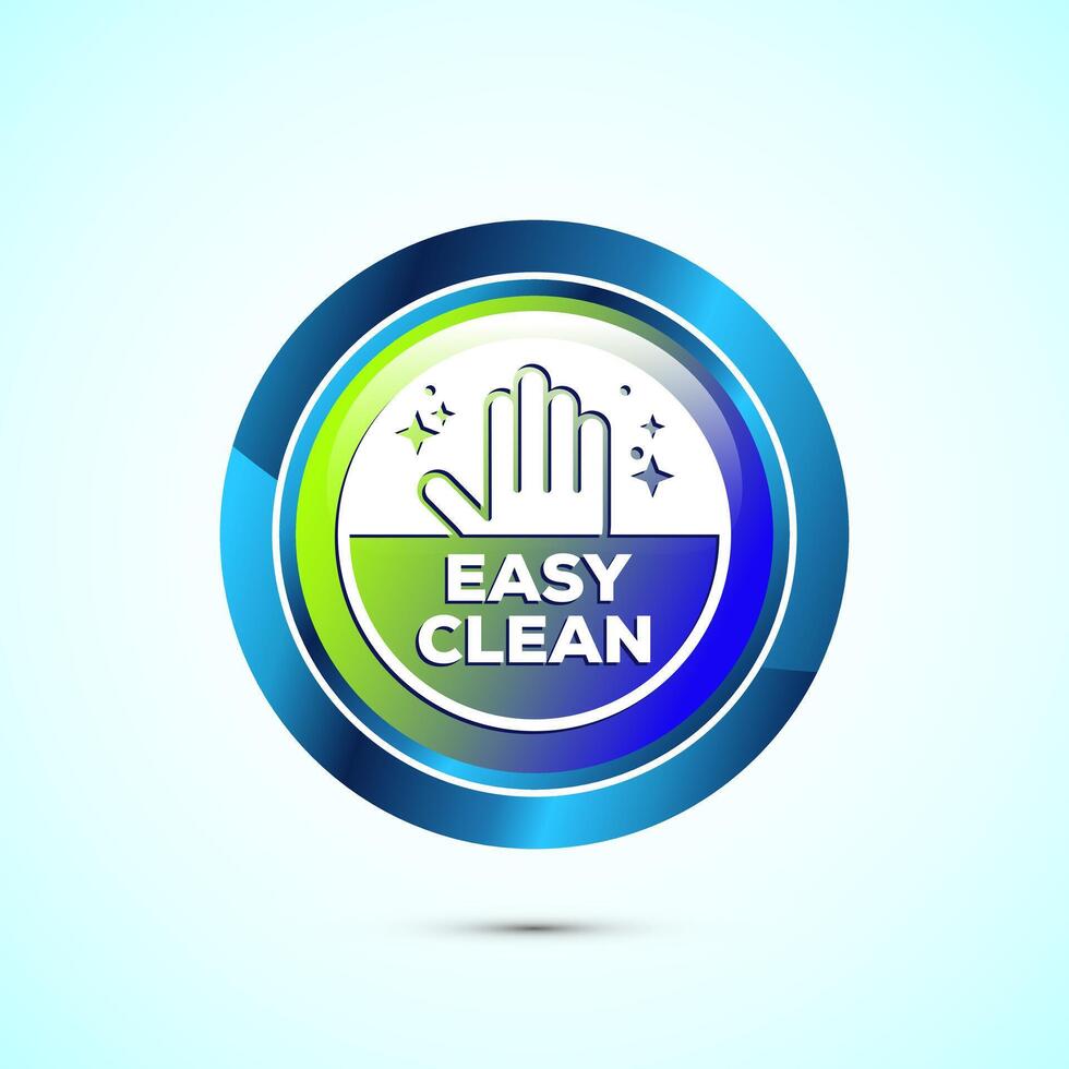 Easy cleaning icon design illustration. Clean surface icon sign symbol, Glossy round button design vector