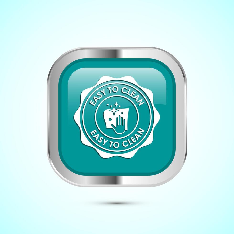 Easy cleaning icon design illustration. Clean surface icon sign symbol, Teal color square button design vector