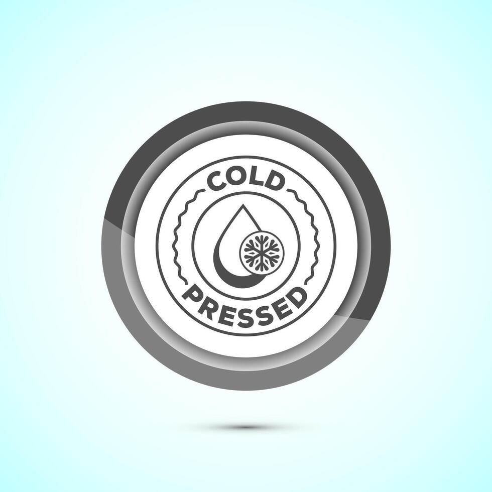 Cold pressed icon design illustration. Cold pressed label badge logo design template, Gray color button design vector