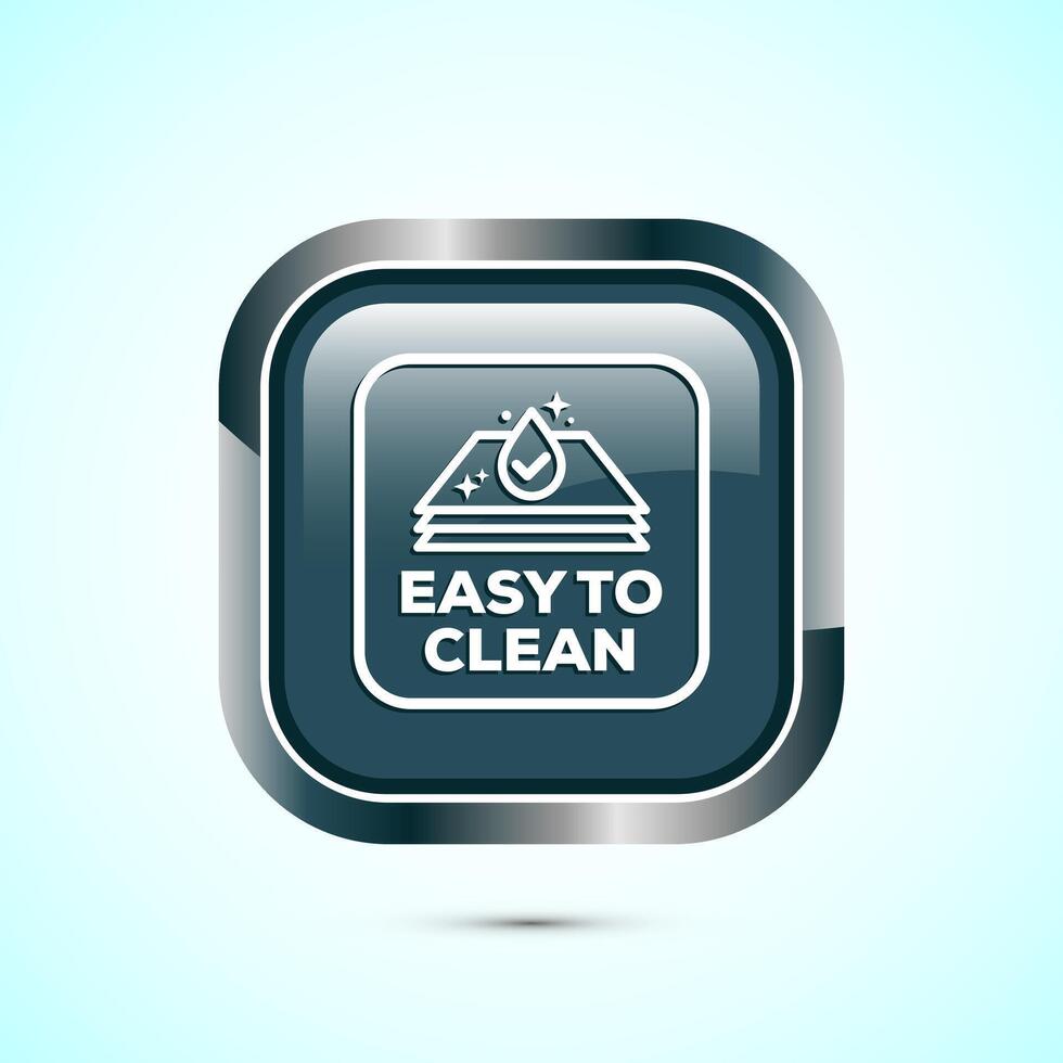 Easy cleaning icon design illustration. Clean surface icon sign symbol, Gray color square button design vector