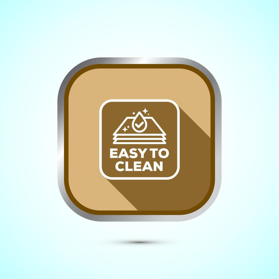 Easy cleaning icon design illustration. Clean surface icon sign symbol, Gold color shadow button design vector