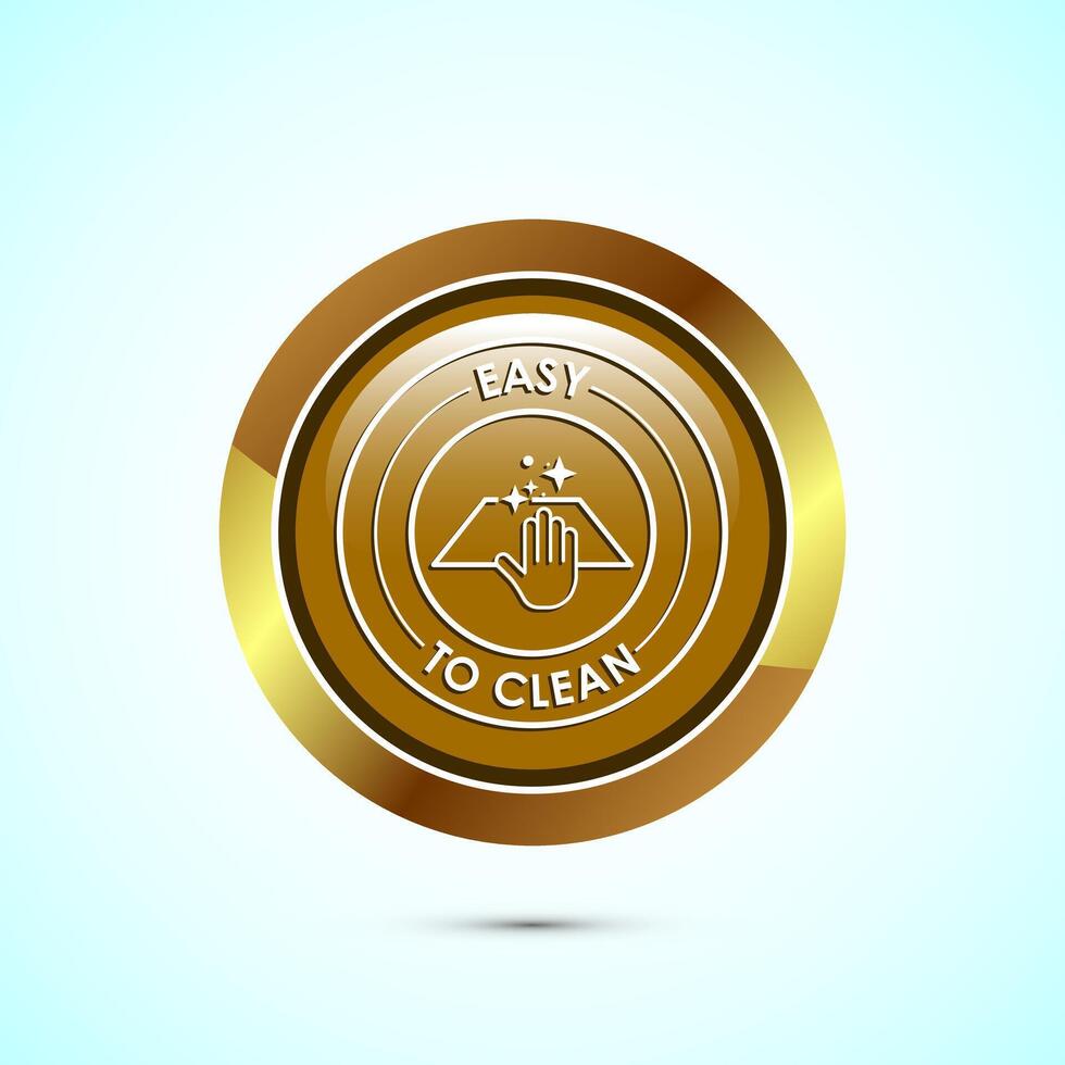 Easy cleaning icon design illustration. Clean surface icon sign symbol, Gold color round button design vector