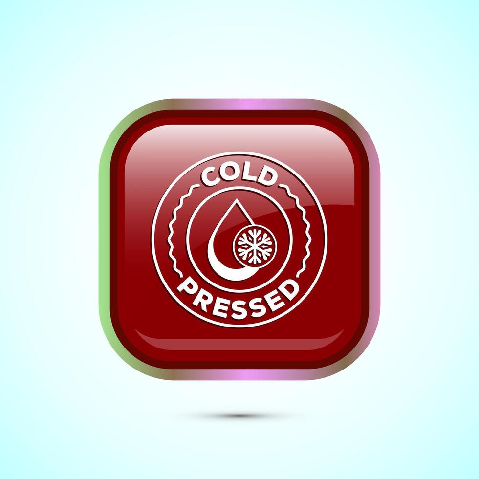 Cold pressed icon design illustration. Cold pressed label badge logo design template, Red color square button design vector