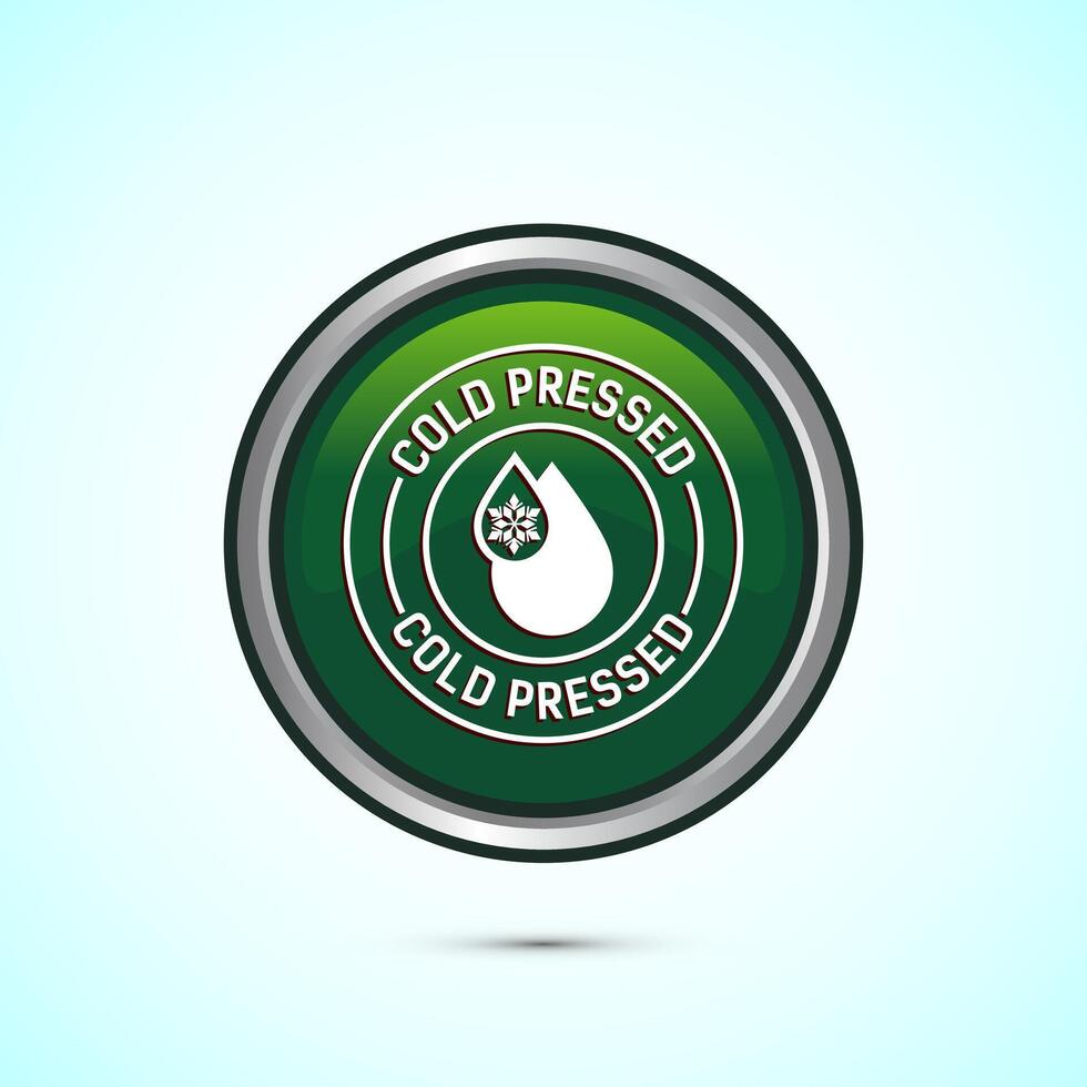 Cold pressed icon design illustration. Cold pressed label badge logo design template, Green color round button design vector