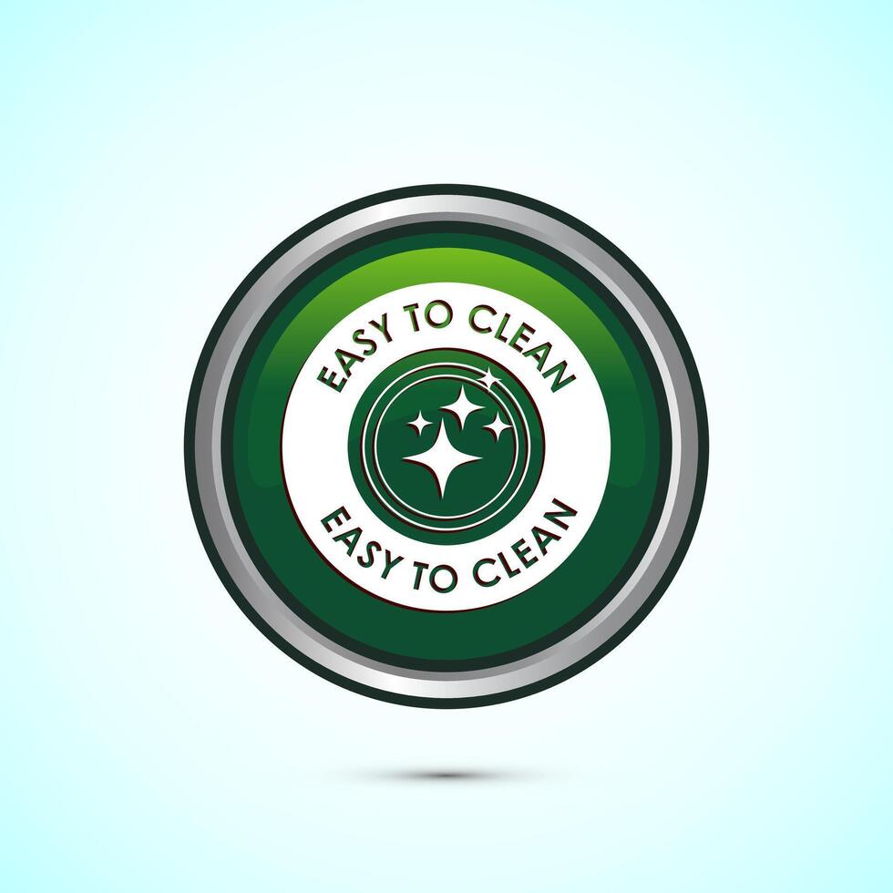 Easy cleaning icon design illustration. Clean surface icon sign symbol, Green color round button design vector