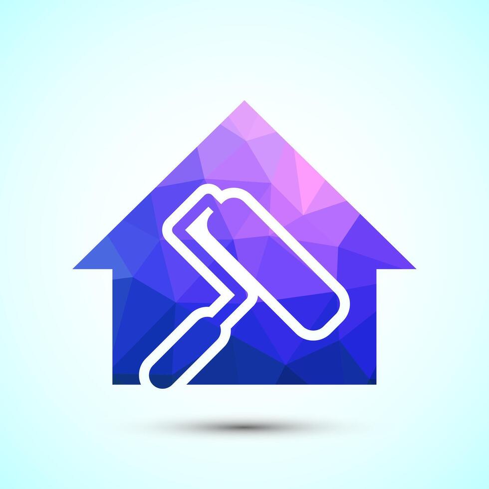 Home painting icon design. House painting sign symbol, Low poly style vector
