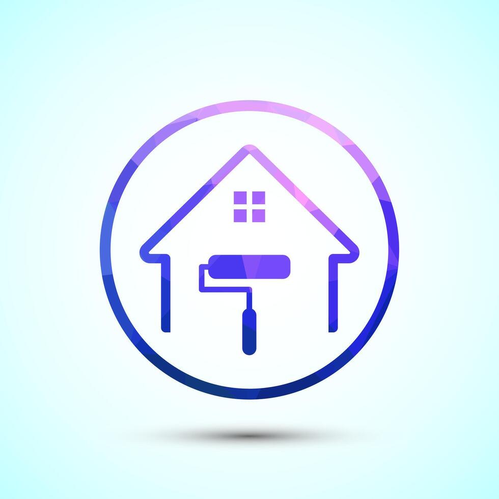 Home painting icon illustration. House painting sign symbol, Low poly style vector