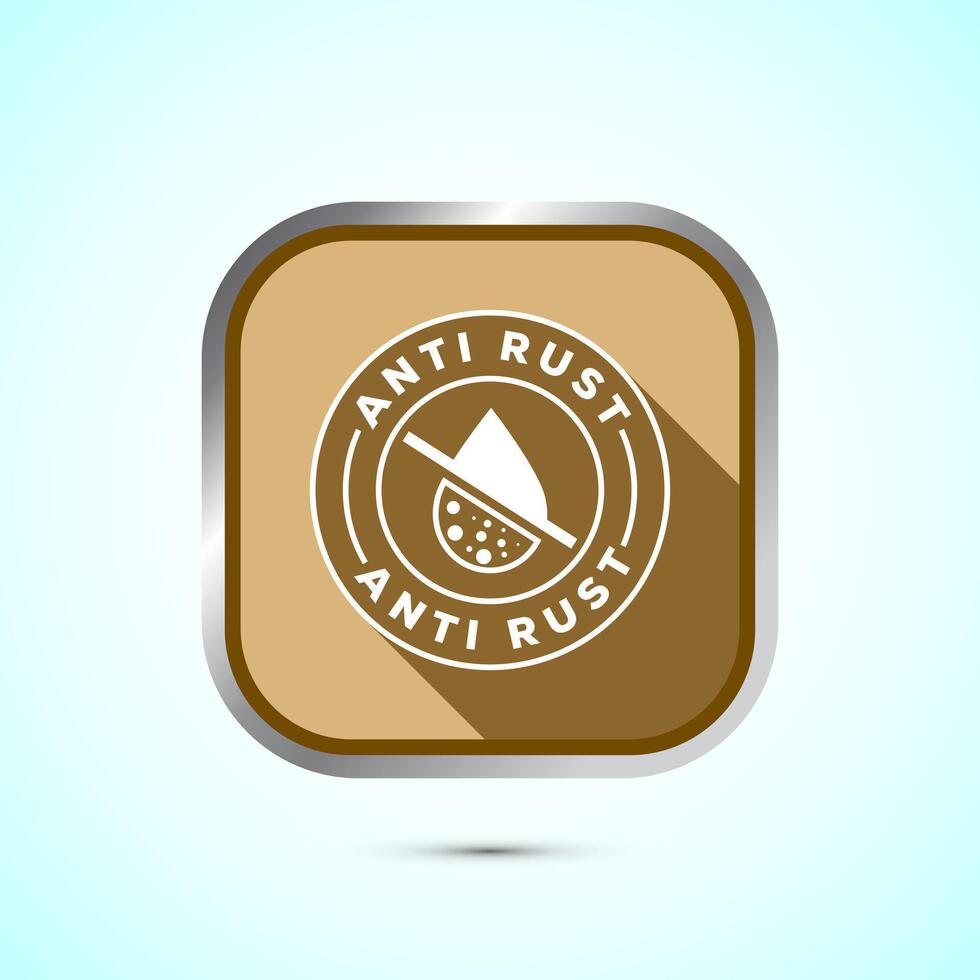 Anti rust icon design illustration. Anti oxidation sign, Rust resistant symbol, Gold color shadow button design vector