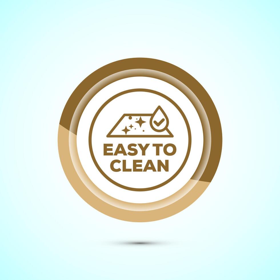 Easy cleaning icon design illustration. Clean surface icon sign symbol, Gold color button design vector