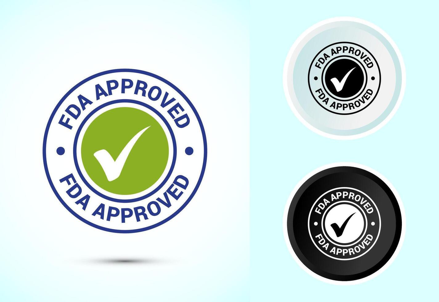 FDA approved icon, Food and Drug administration icon, Color black and white vector