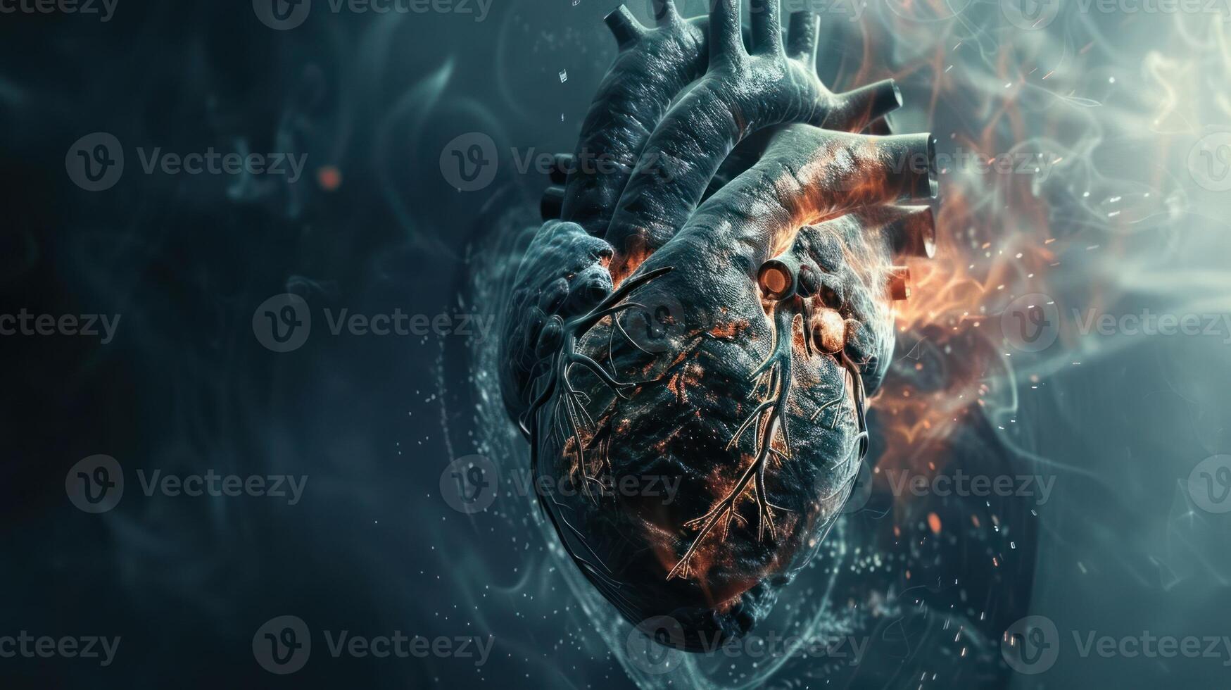A stylized human heart with glowing effects, representing life and emotion. photo