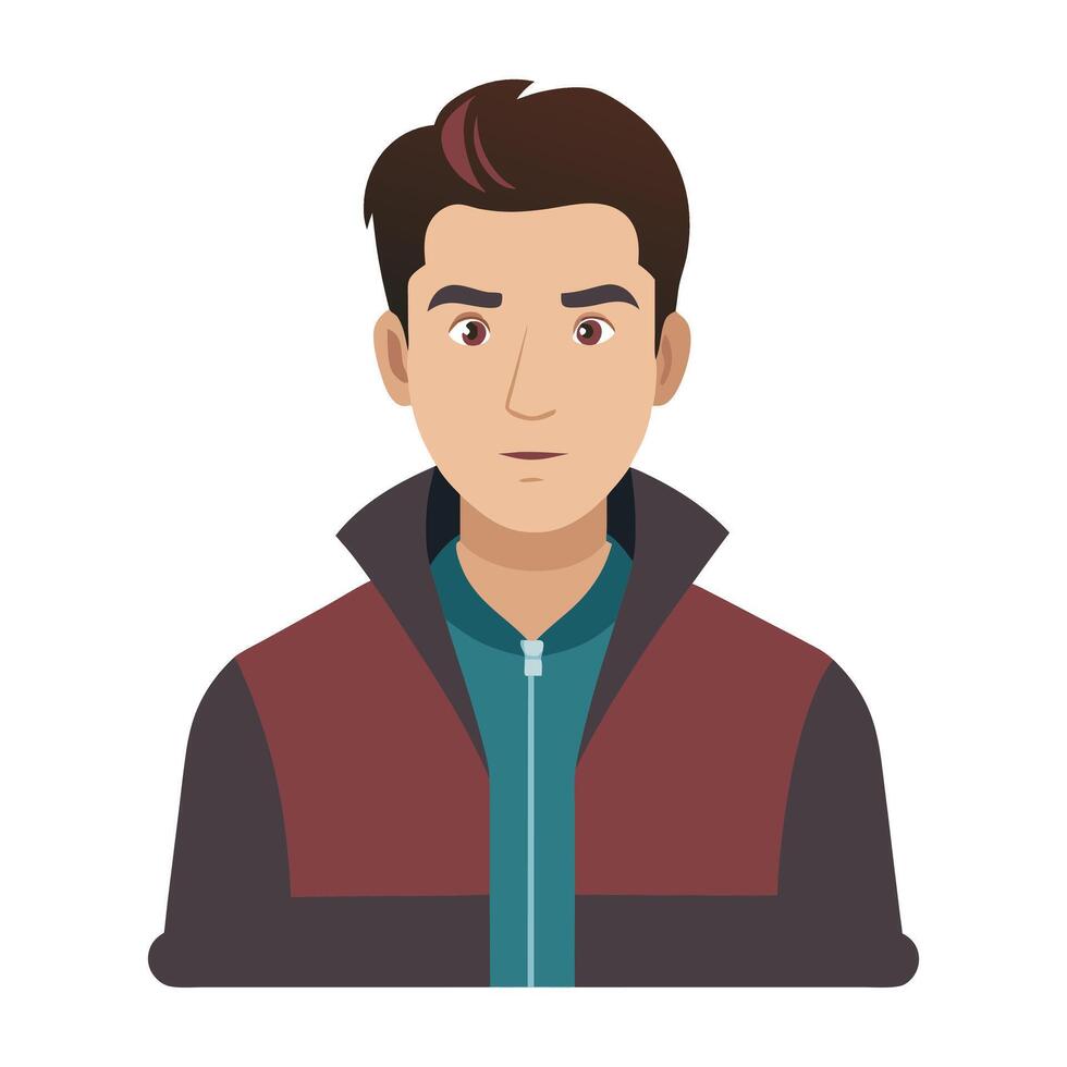 a flat illustration of a men wearing a jacket brown and black color combination vector