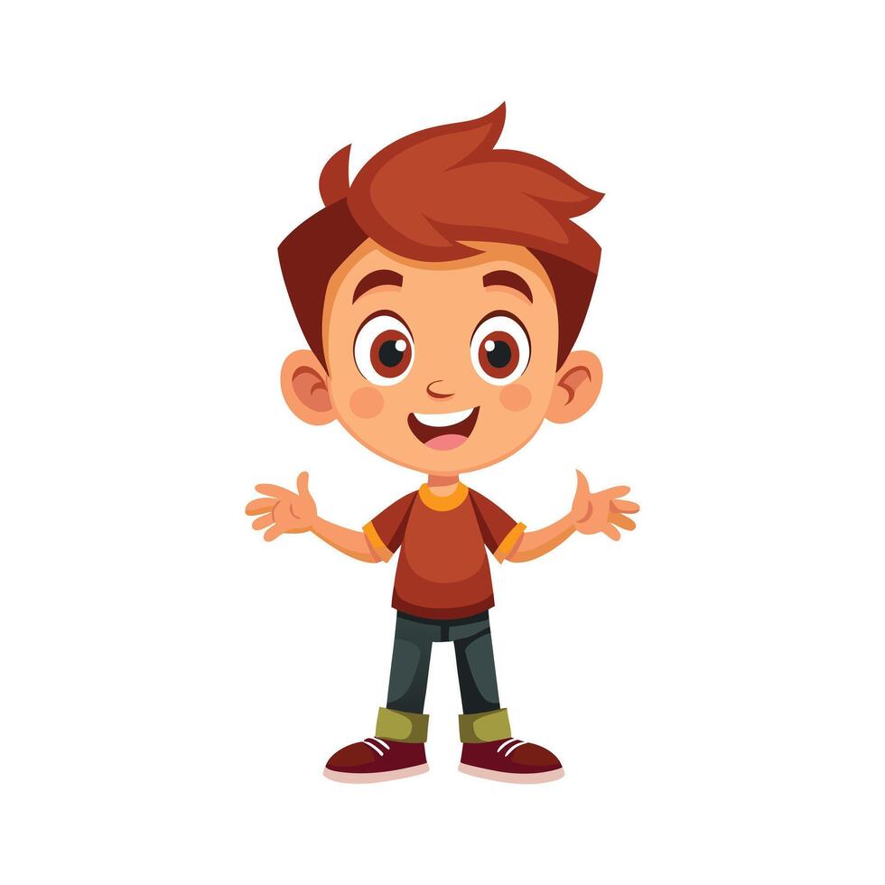a flat illustration of a boy with a happy facial expression with brown hair vector