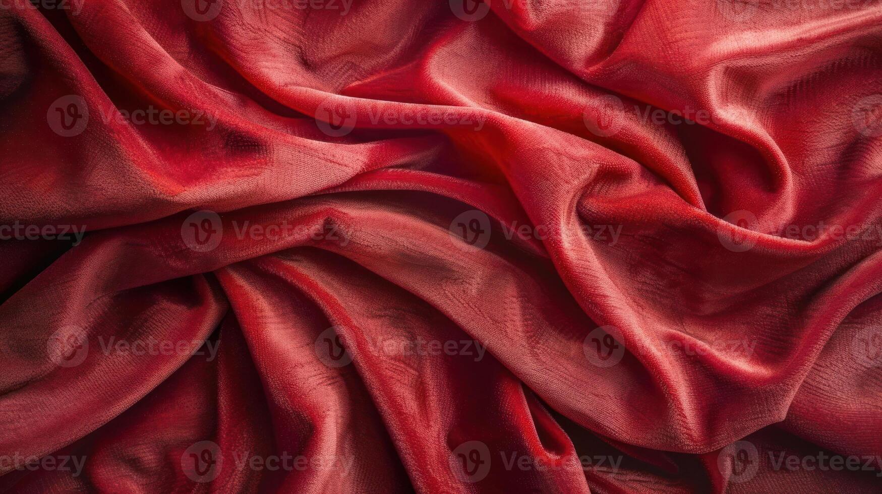A close-up of luxurious red fabric, showcasing its soft texture and elegant draping. photo