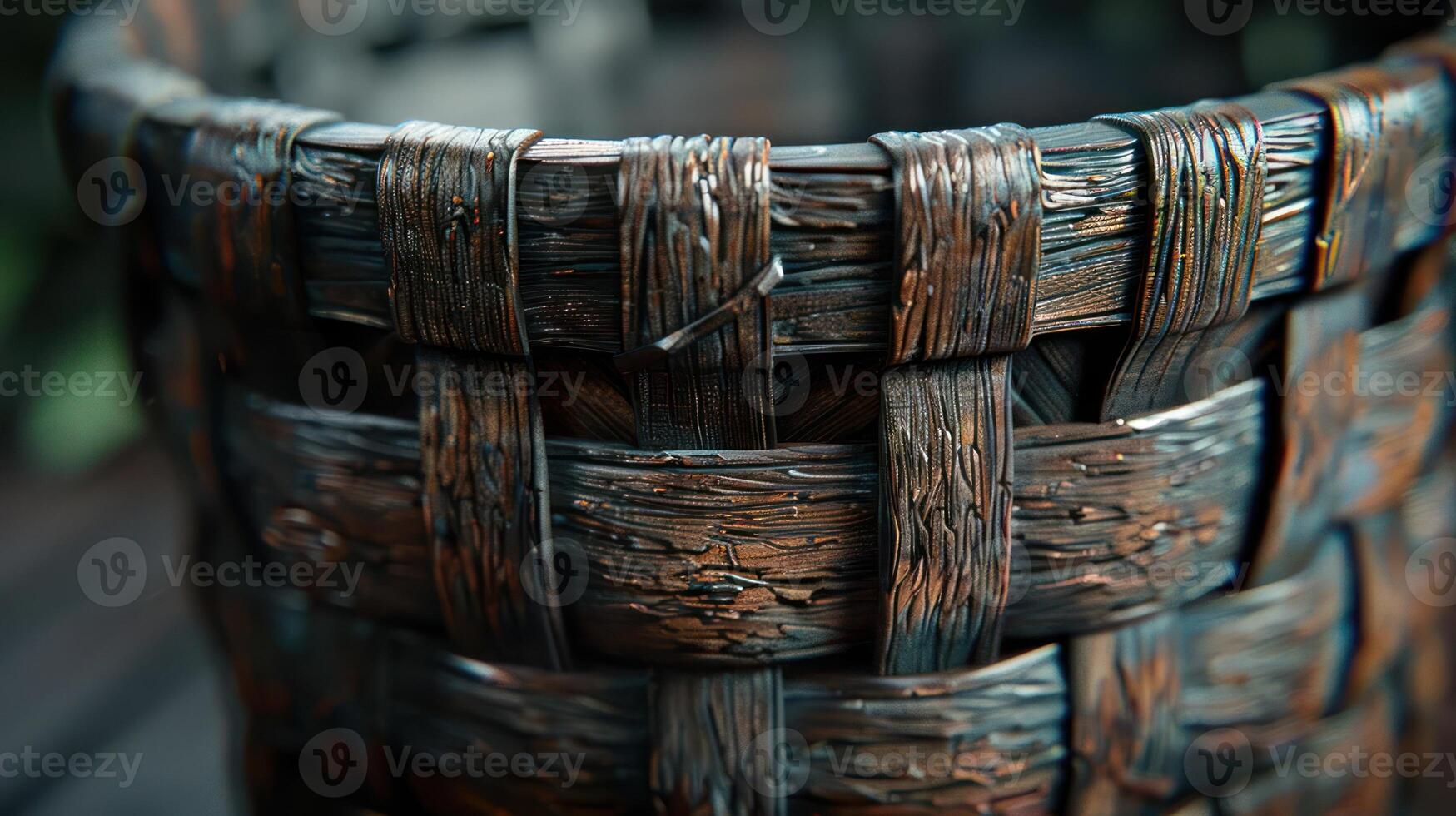 A close-up of a woven basket showcasing intricate details and craftsmanship. photo