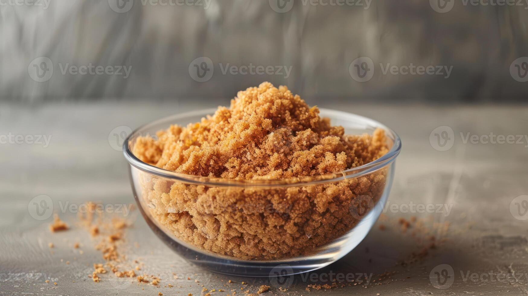 A bowl filled with brown sugar, showcasing its texture and color. photo