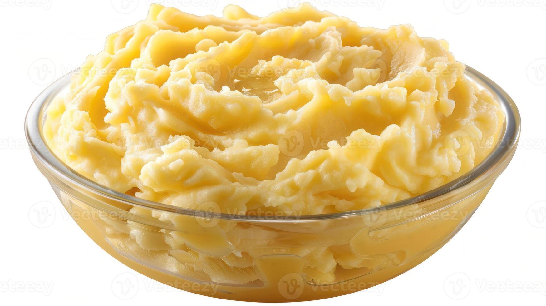 A bowl of creamy mashed potatoes, perfect for serving as a side dish. photo