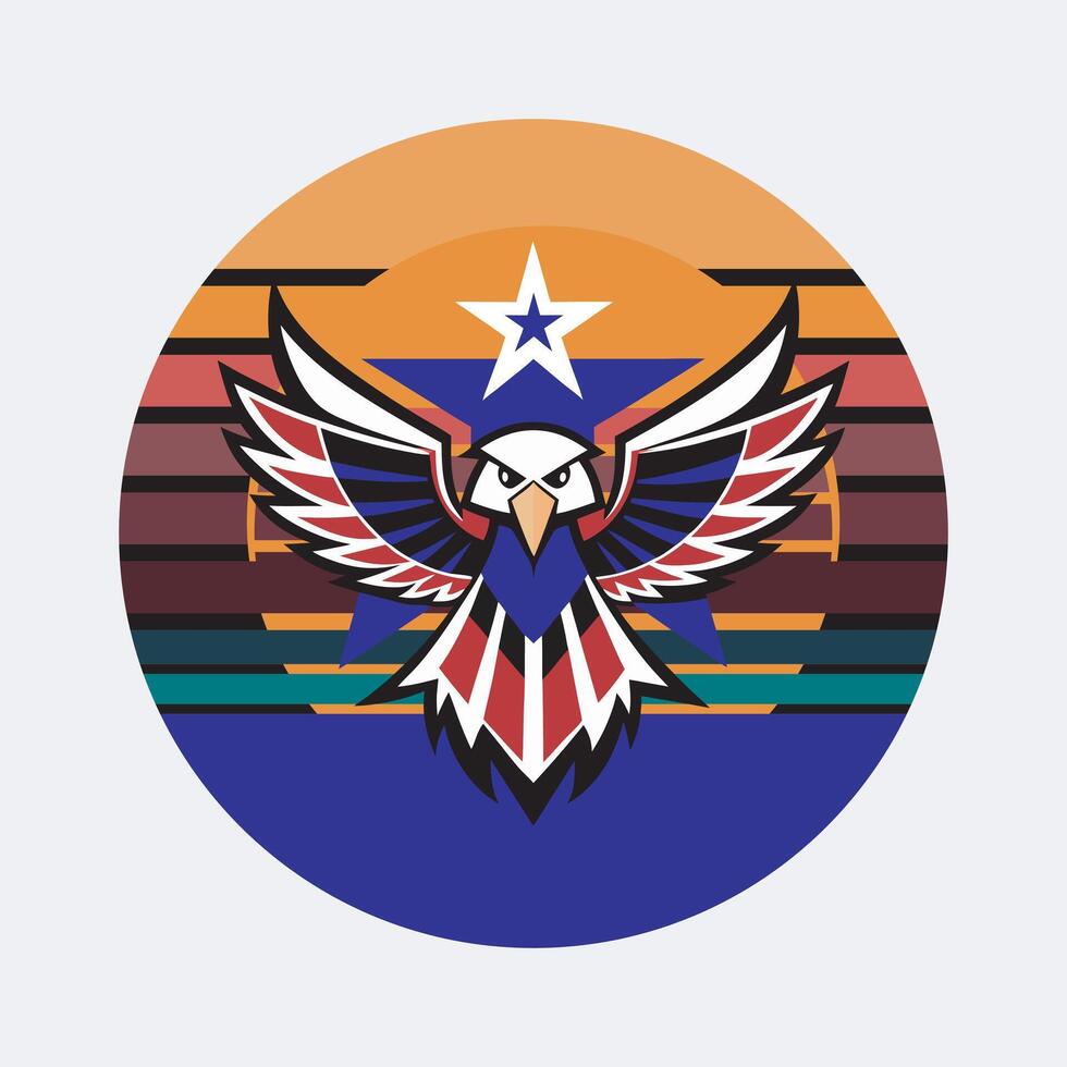 USA independence symbol majestic eagle on a retro canvas vector