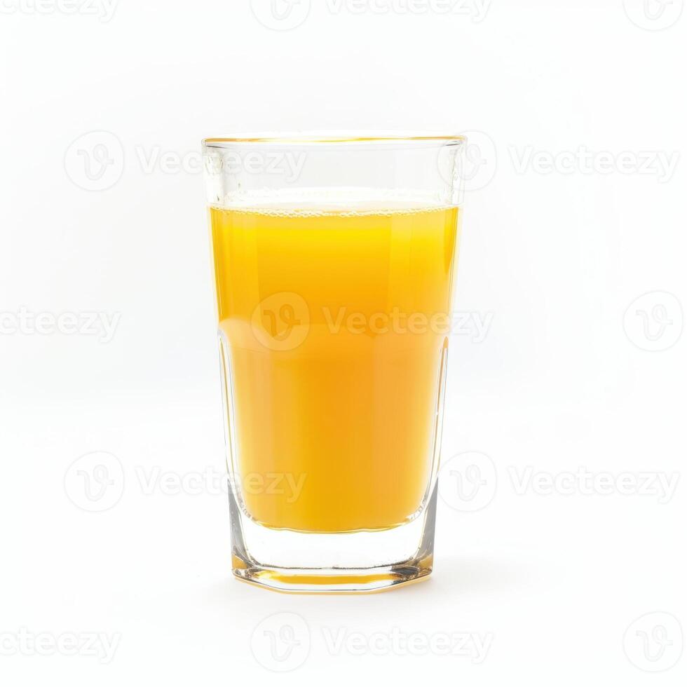 Orange juice in glass isolated on white background, clipping path included. photo