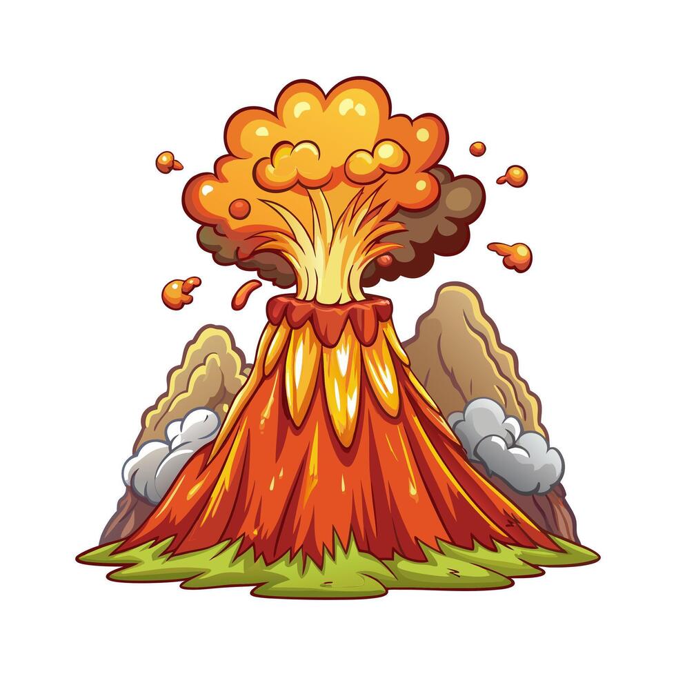 Volcano cartoon illustration on white background vector