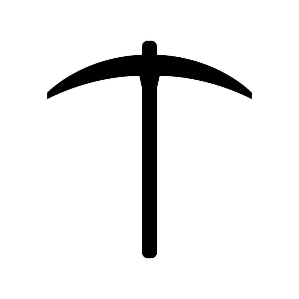 A black and white icon of a pickaxe on background vector
