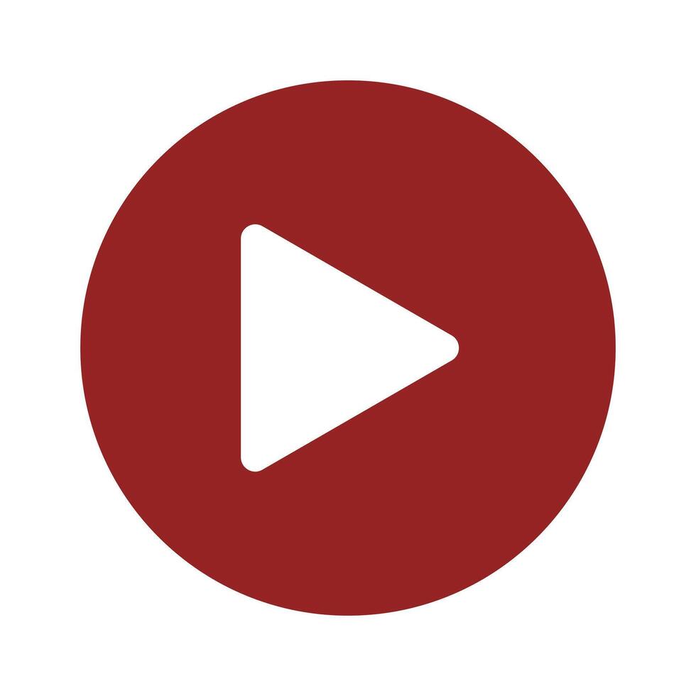 un rojo jugar botón con un blanco flecha vector