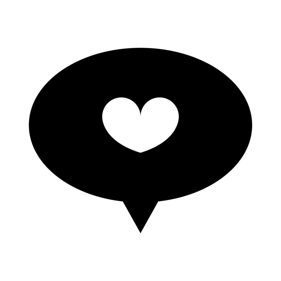 Heart speech bubble icon, black and white illustration vector