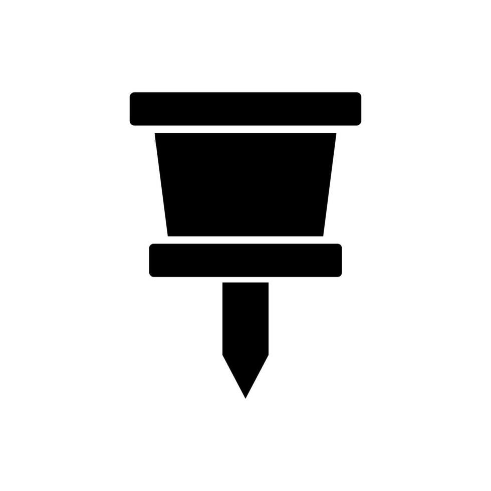 A black and white icon of a bucket on background vector