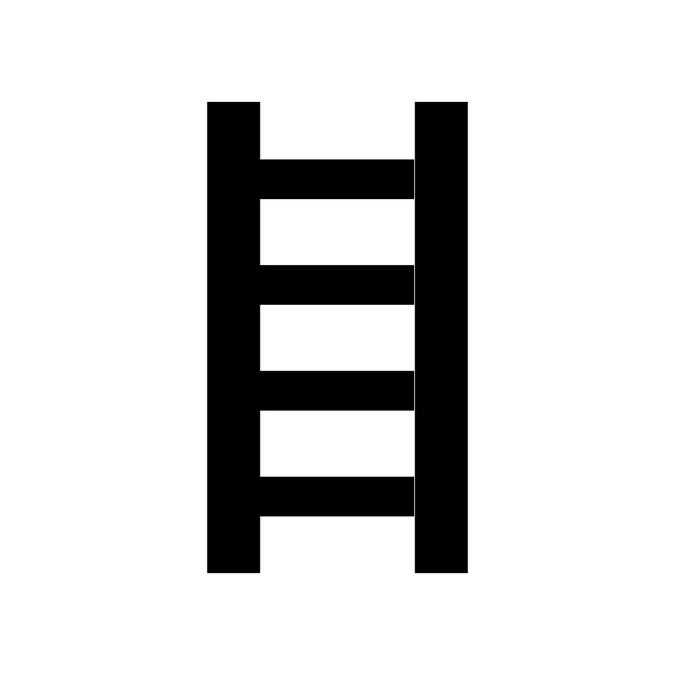 A ladder is shown in black and white vector