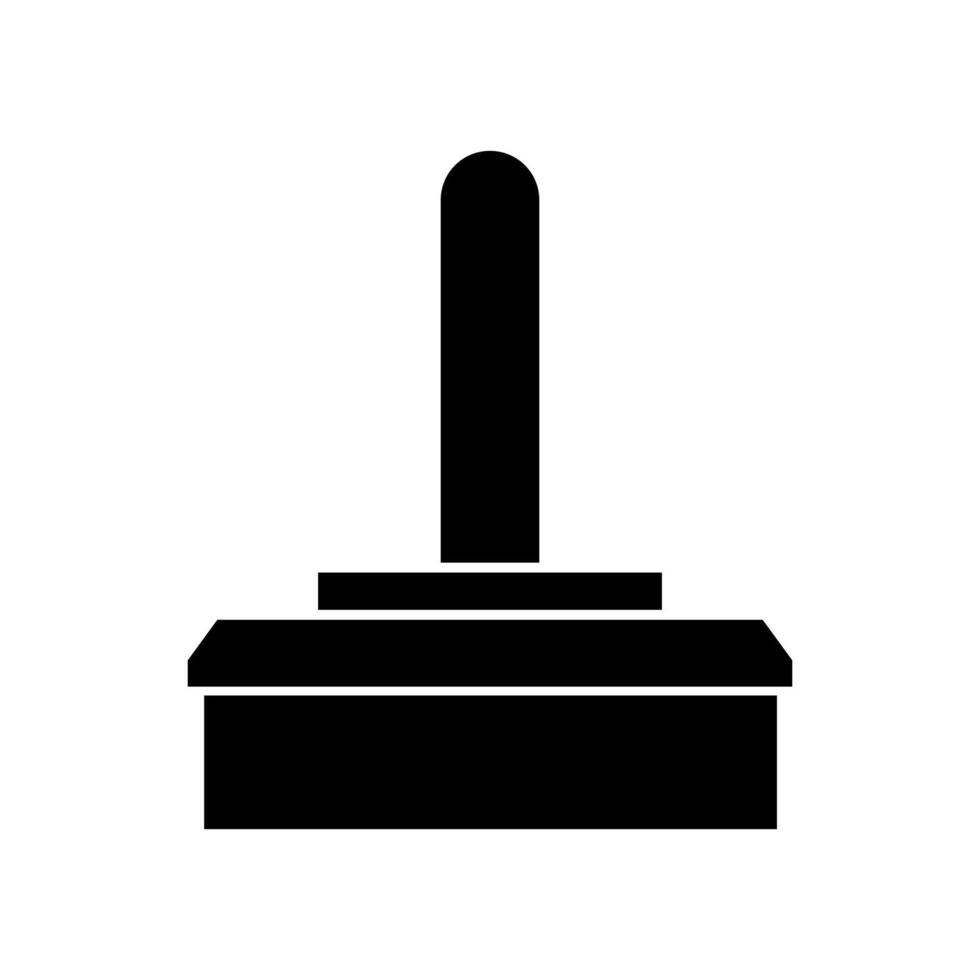 A black and white icon of a button on a table vector