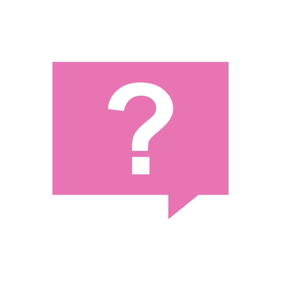 A pink speech bubble with a question mark on it vector