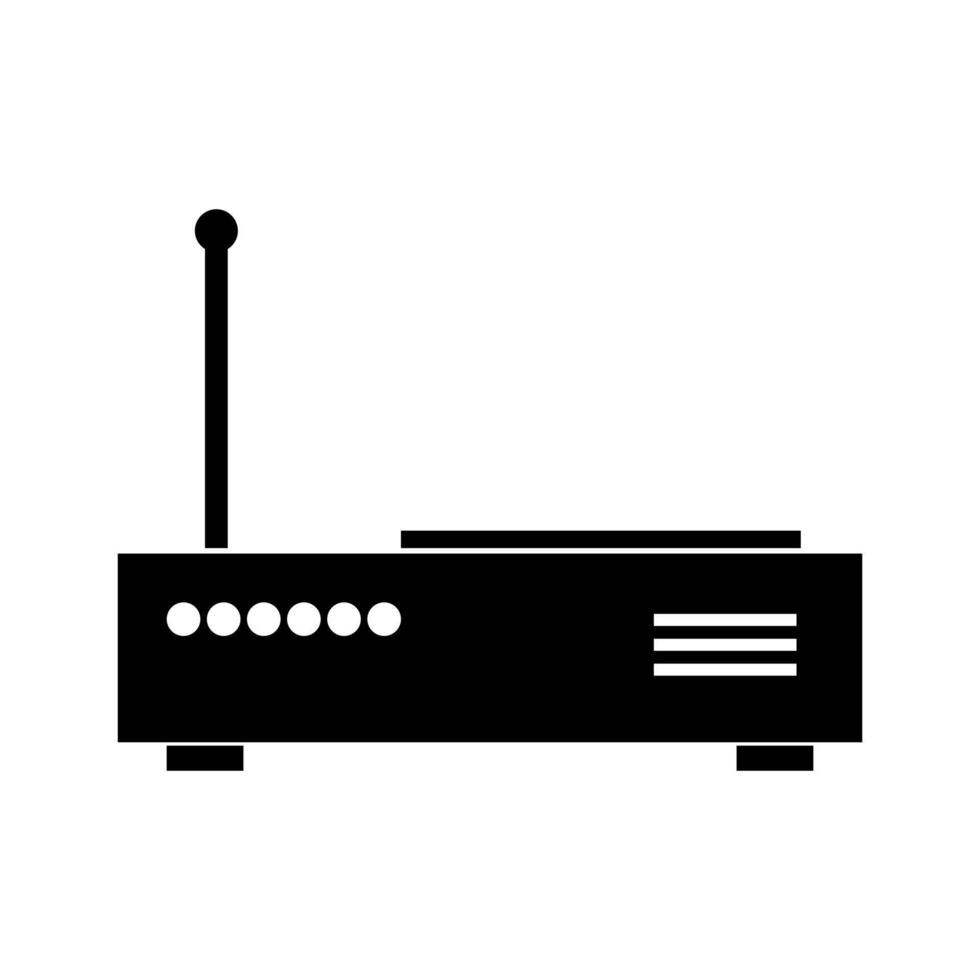 A black and white image of a computer with a wireless router vector